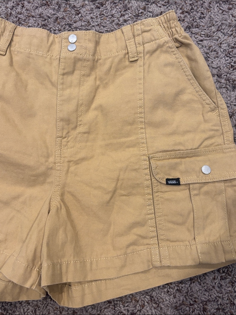 Vans Tan Cargo Shorts Elastic Waist Utility Style Size M